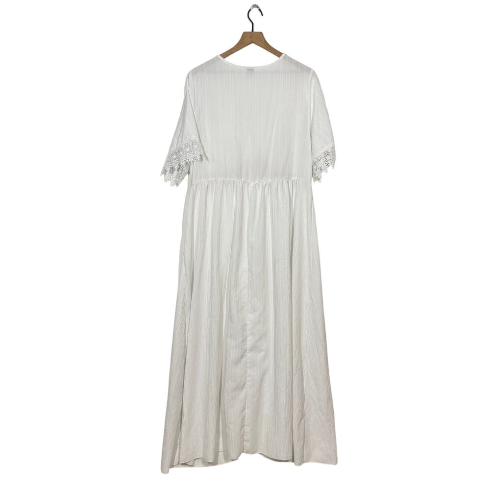 SHEIN Duster Maxi Dress Womens Size XXL White Floral Embroidered Boho Cover Up - Picture 3 of 12